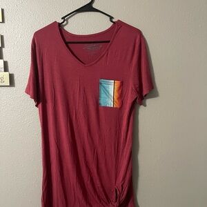 Crazy Train Red Short Sleeve Tee with Multicolor Pocket